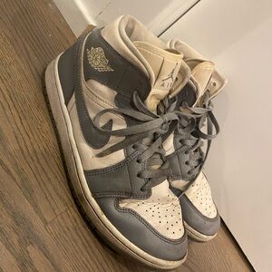 Air Jordan High-Top Sneakers in Gray and Cream